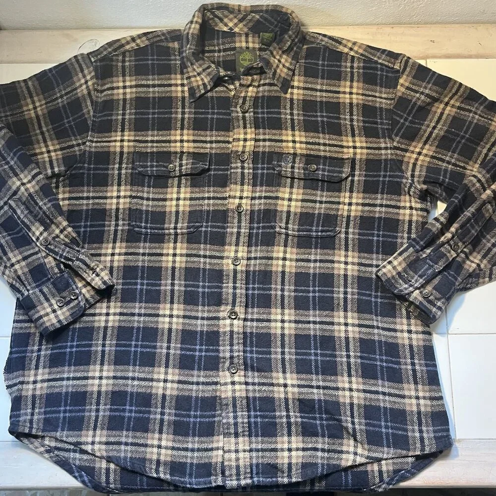 Timberland Men’s XL Plaid Flannel Shirt Long Sleeve Button Front Outdoor Workwea - Picture 4 of 8